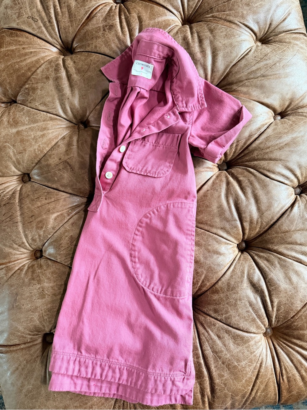 Crewcuts Pink Shirt Dress Size 6 | Short Sleeve Cotton Dress